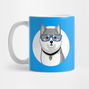 Cute Shiba Inu Dog with Nerdy Blue Glasses - Anime Shirt Mug